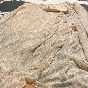 Cato Cream and Gray Paisley Skirt